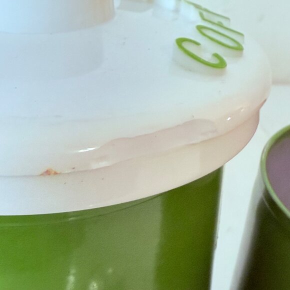 Vintage Green Daisy Coffee & Tea Canister Set With White Lids Retro Kitchen Deco - Picture 16 of 16